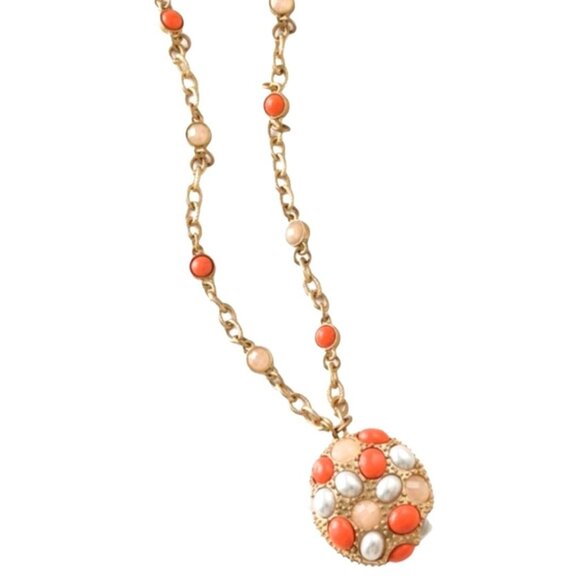 LIA SOPHIA- VICTORIAN REVIVAL FAUX PEARL CORAL STATEMENT NECKLACE WOMEN 39" - Picture 4 of 7